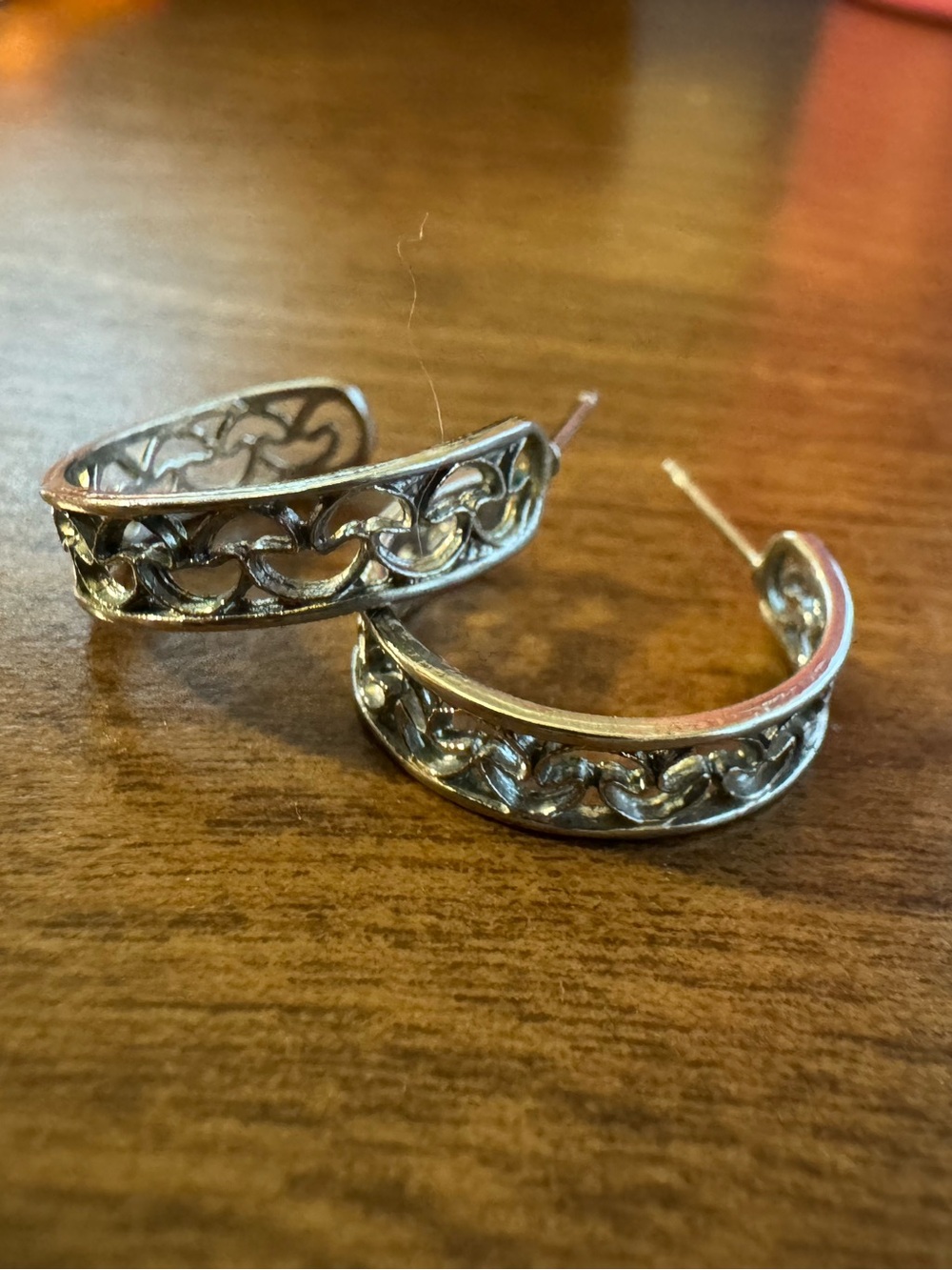 14k white gold post hoops